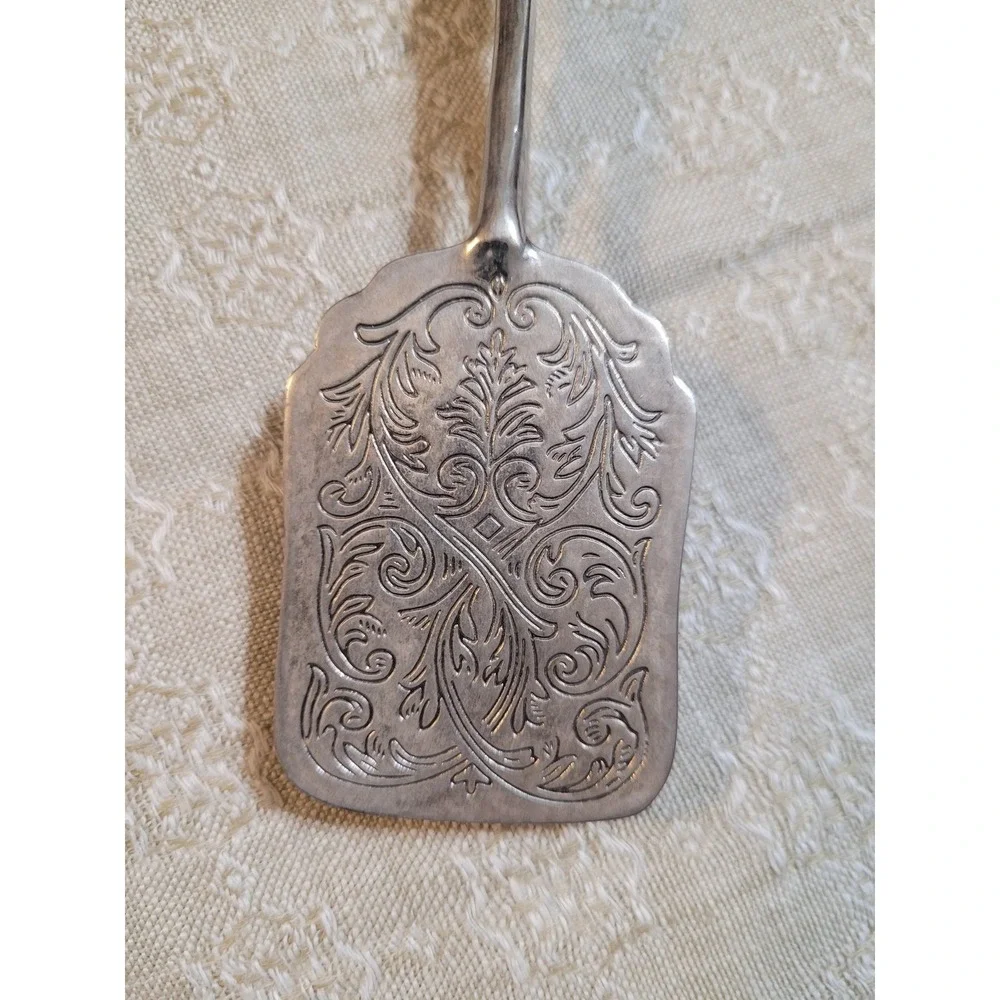 Antique‎ Victorian Silver Plated Cake Server Tongs with Ornate Engraving